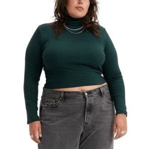 Levi's Women's Plus Size Trendy Moon Rib Turtleneck Top - Deep Sea Moss 1X